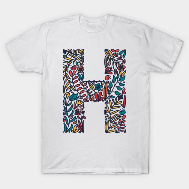 Tropical Letter H T-Shirt by Cascade Patterns
